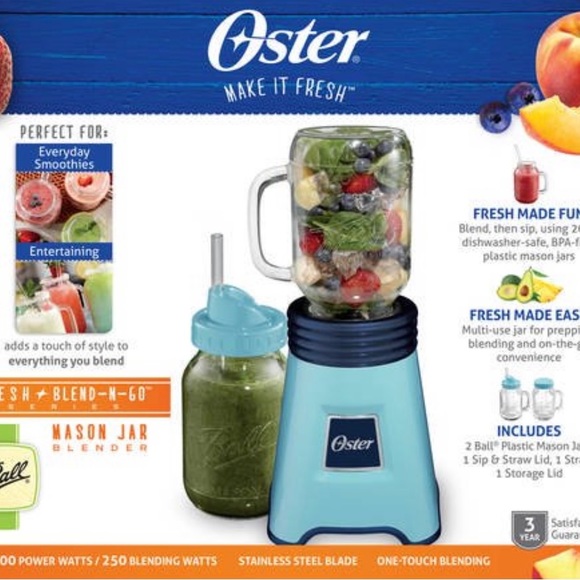 Oster Kitchen New Oster Fresh Blend N Go Mason Jar Blender W 2